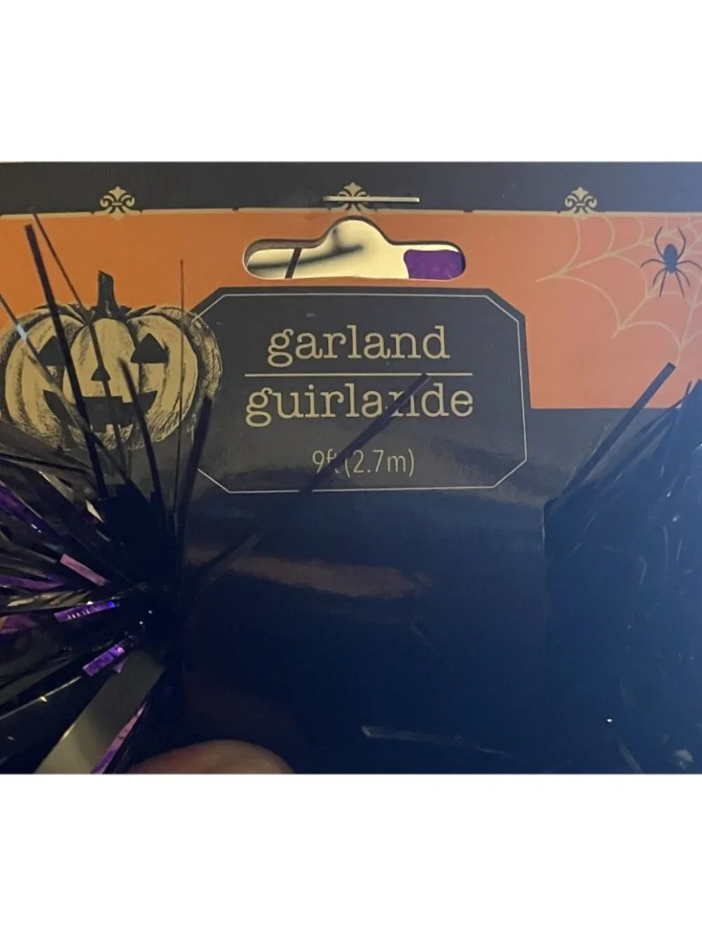 Halloween Die -Cut Tinsel Garland Strand 9ft Black Purple Bats